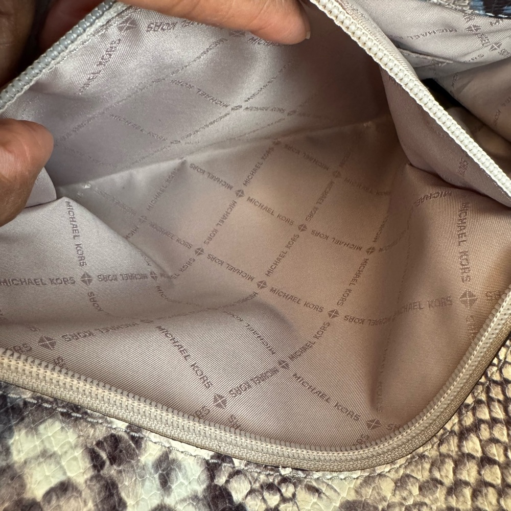 Michael Kors Snake Print Tote in Blue and Tan - Picture 7 of 13